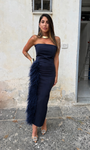 ABITO LUDOVICA BLU CON PIUME BLU