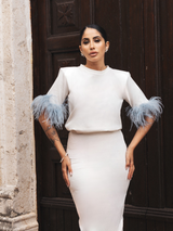 LADYENNE BIANCO CON PIUME AZZURRE